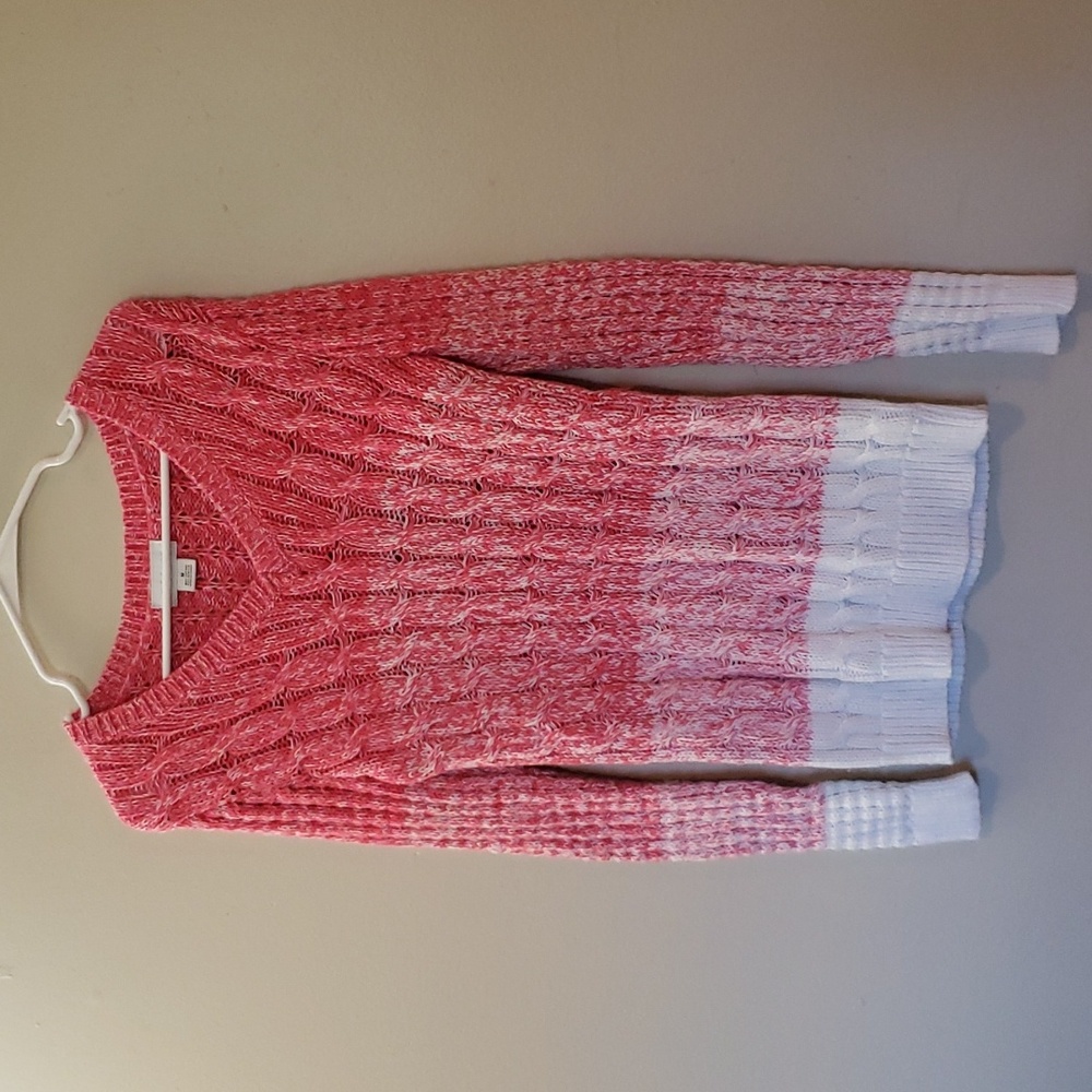 Liz Claiborne Pink Ombre knit sweater V-Neck Size Medium
